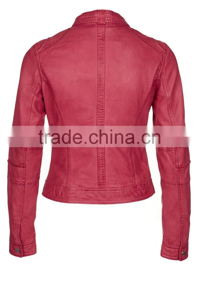 Armored Leather Motorcycle Jacket with Gun Pocket