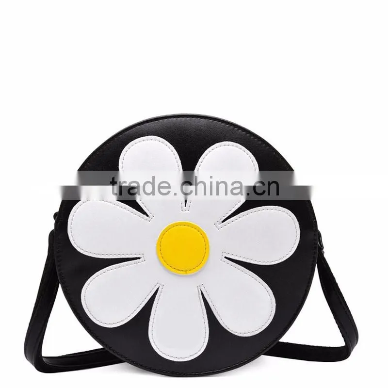 Fashion Female Shoulder Bag Lovely Flowers Sweet Small Round Bag Handbag Shoulder Bags