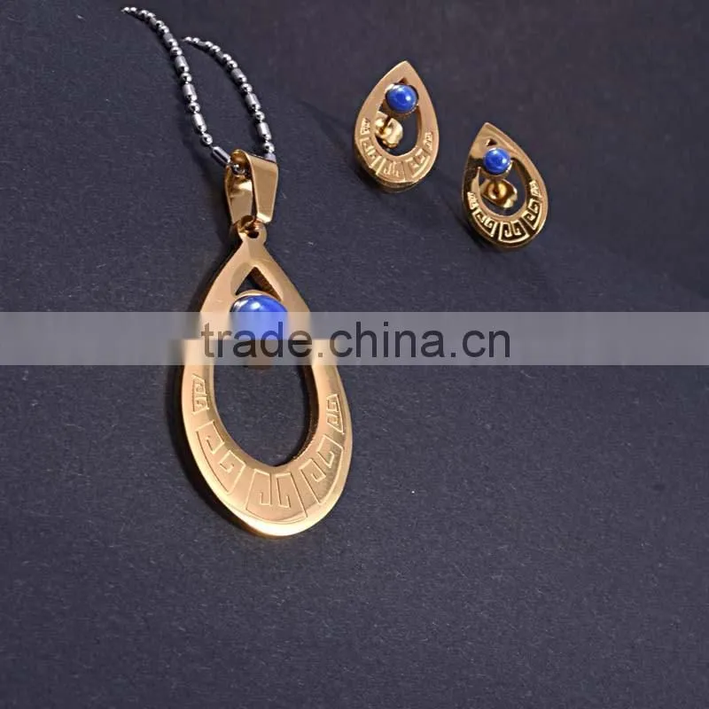 dubai gold jewelry set blue Acrylic bead gold plated jewelry indian jewelry set