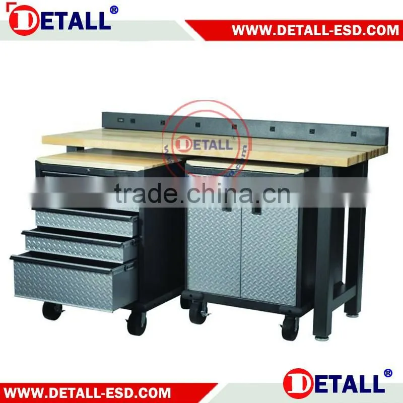 Garage steel workbench with heavy duty support