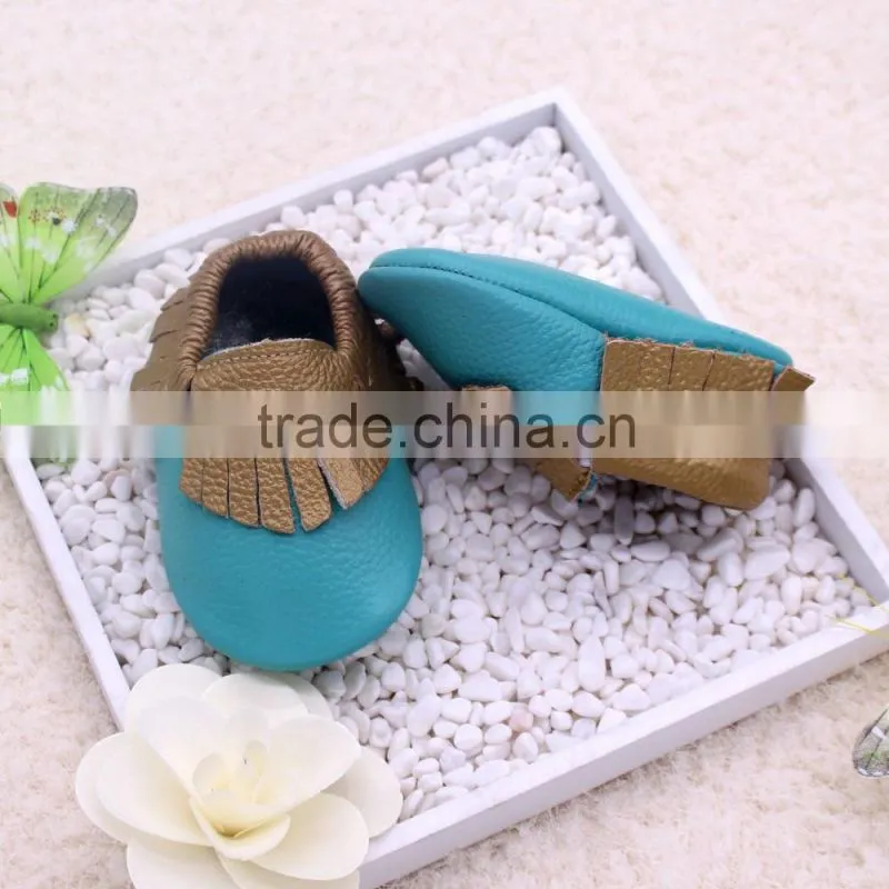 2015 New style wholesale cheap leather moccasin baby shoes