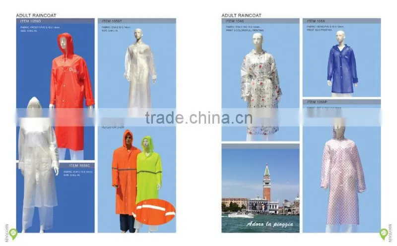 pvc adult waterproof long rain jacket raincoat