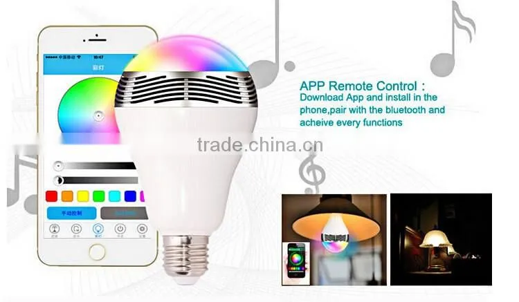 changeable colour E27 Led Bulb Lamp Bluetooth Speaker With Remote Control