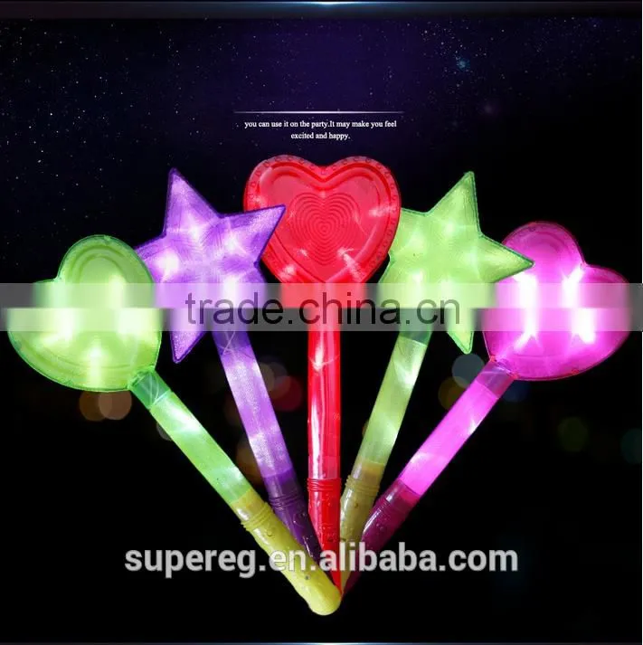 Color Star/Heart LED Light Stick Shiny Cheering Glow Flash Light Stick Christmas Gift Party
