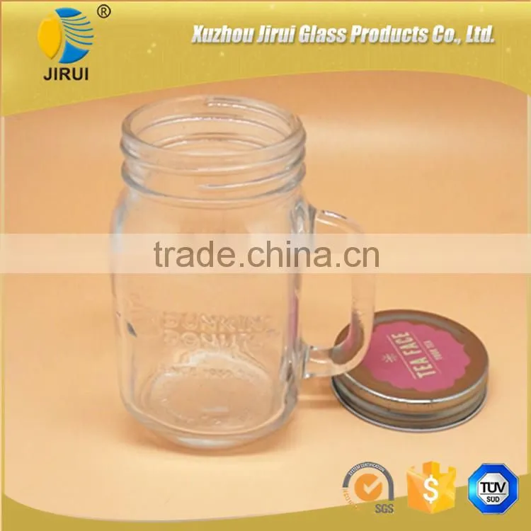 450ml glass mason jar with handle