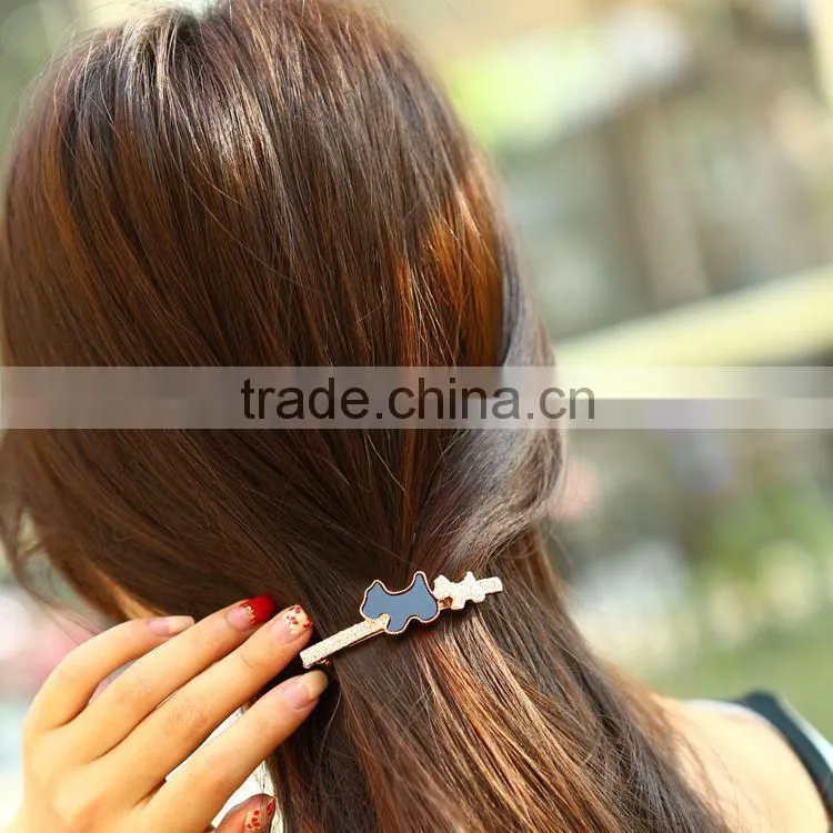 2015 New Style Bear Hairwear Golden Silver Barrettes Shining Rhinestone Zircon Lovely Hairpin Fine Jewellery