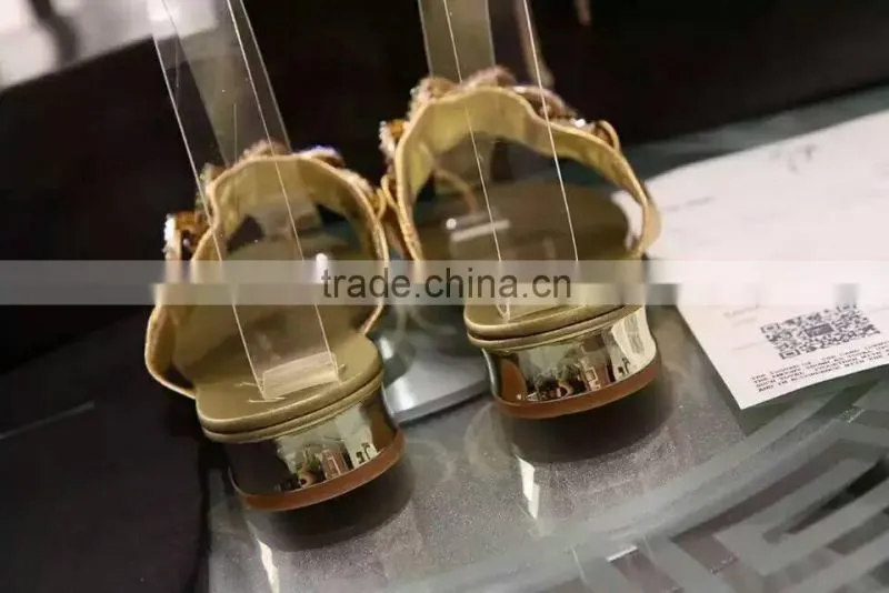 New design fashion flat summer sandals 2016 diamond gold chain brand flat sandals