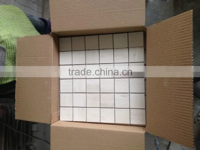Brick pattern Moca cream marble mosaic tile