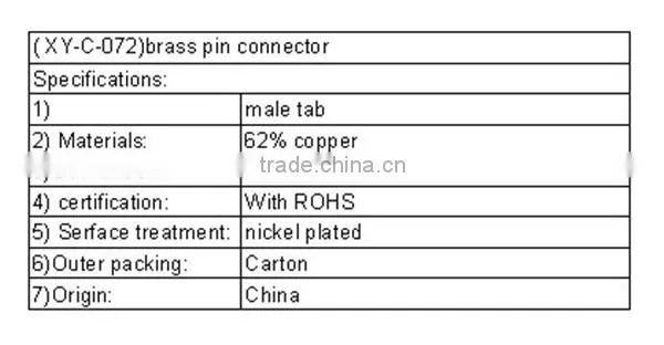 ( XY-C-072)brass pin connector with UL certification