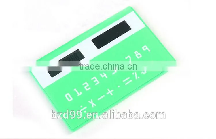 Solar Powered Gift Items/ Porket Mini Card Shape Solar Unique Calculator/ Electronic Gift Logo Custom Printed OEM Manufacturer