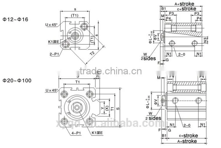 High quality SDA Series Compact Pneumatic Cylinder