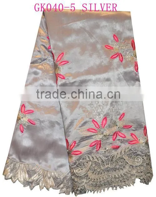 High quality African embroidery flower silk george for weeding & party GK040-4