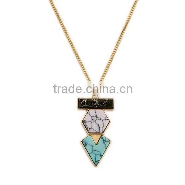 Triangle turquoise stone pendant necklace
