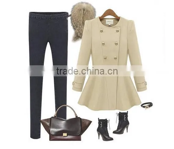 Fashion Womens Slim Thicken Lapel Purple Jackets Winter Warm Long Wool Overcoats