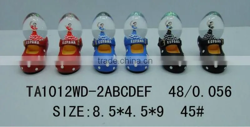Espana style cute polyresin shoes shape water globe