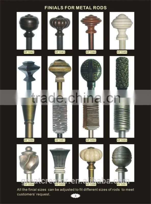 Decorative Antique White Pineapple Curtain Rod Finials For Large Wooden Poles