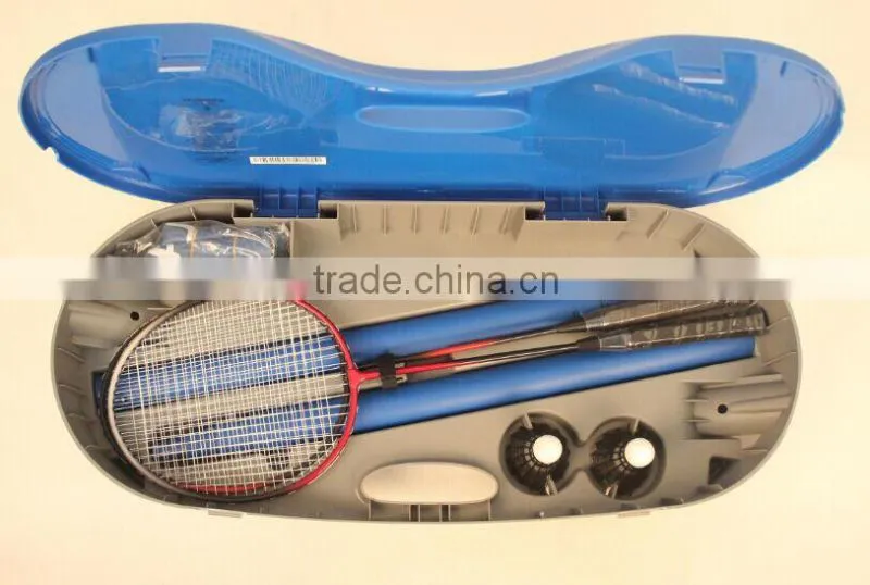 Portable badminton stand goal post.
