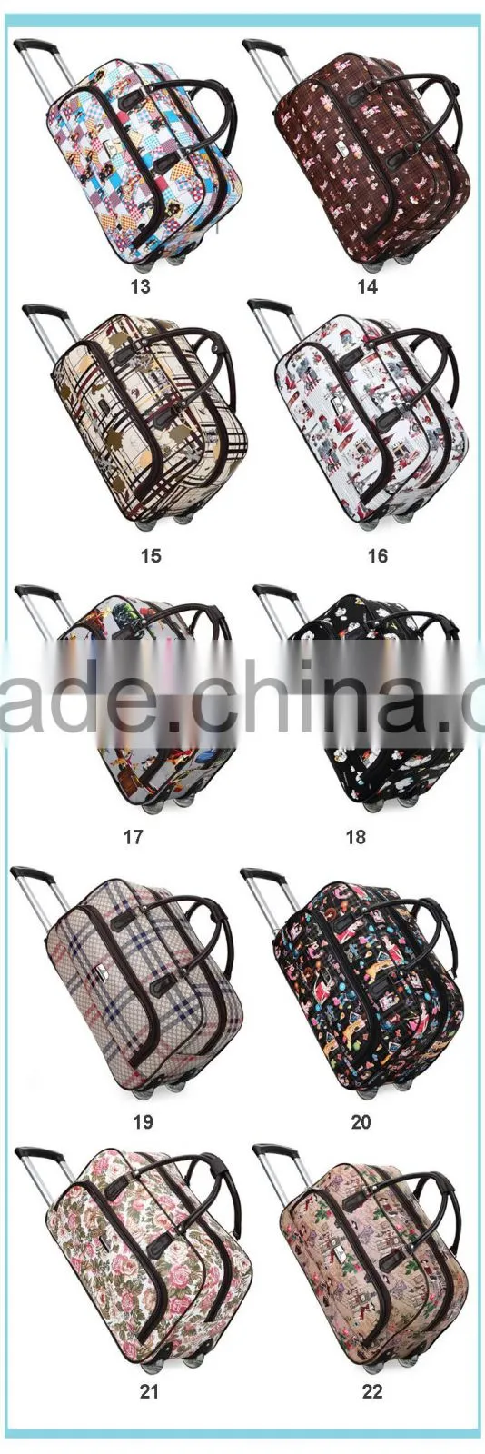 Fashionable colourful travel trolley luggage bag travel world luggage trolley bag