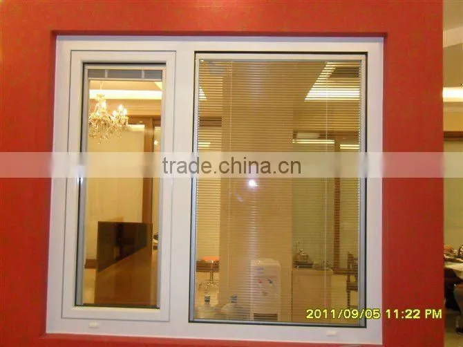 hollow glass shutter inside window,PVC/UPVC shutter window