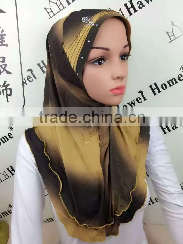 H276 new style two tone hijab with crystals