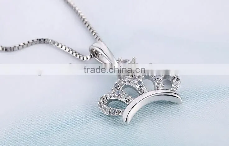 925 Sterling Silver Cubic Zirconia Drop Pendant,silver pendant crown