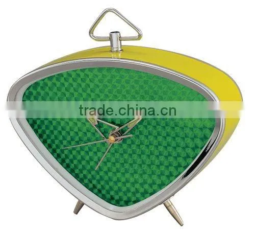 triangle metal case mechanical alarm clock