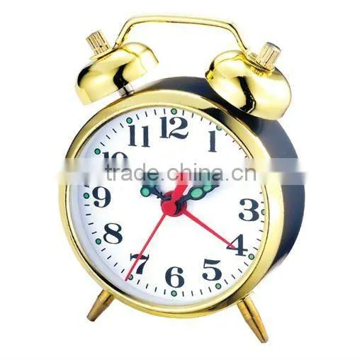 metal case mechanical alarm clock, wind up movement