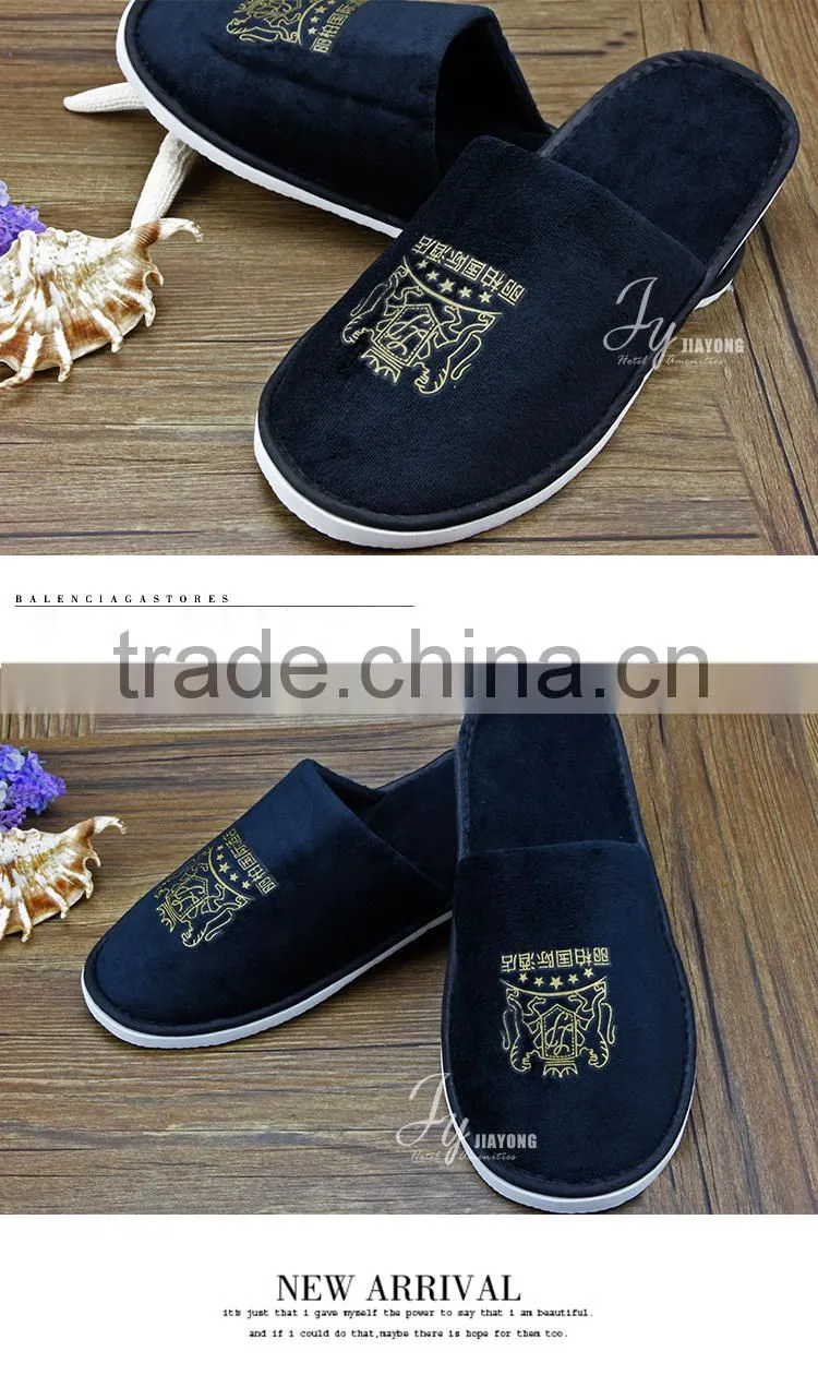 hot sale beauty hotel plush slipper with embroidery logo