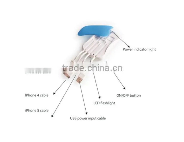 manufactory 5000mah new powerbank built in 1 4 usb cable hided