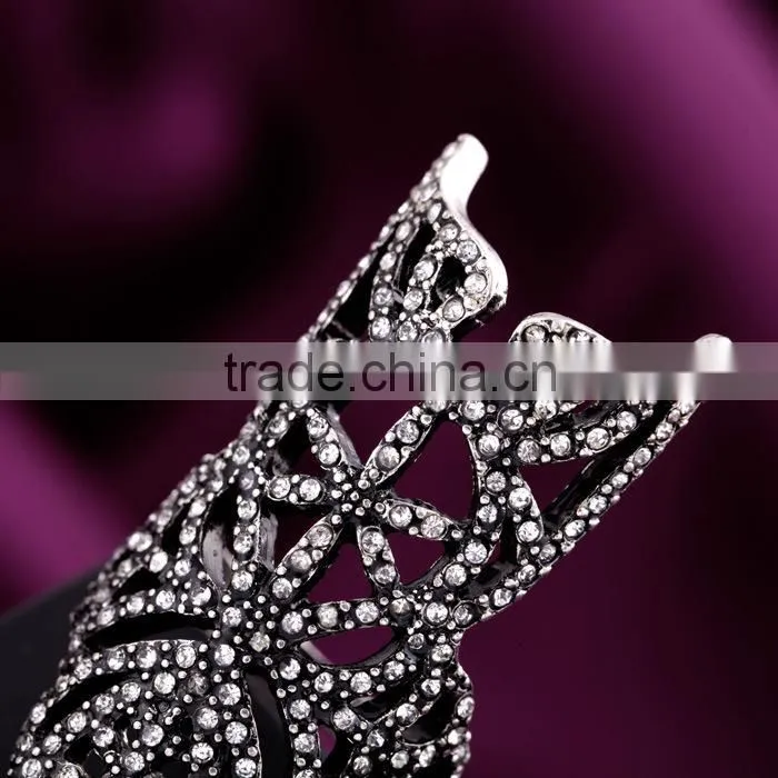 2015 china wholesale Ashine brand Europe&America Fashion simple hollow statement gunblack silver ring