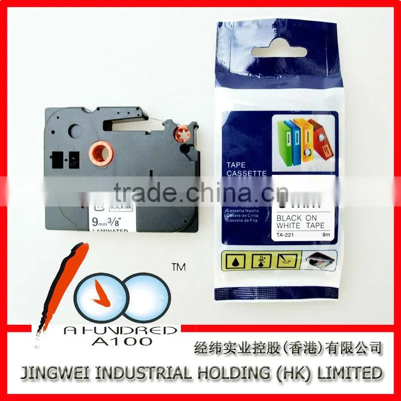 OLD MOULD CHEAP PRICE compatible brother p-touch TZ tape black on white 9mm TZ-221