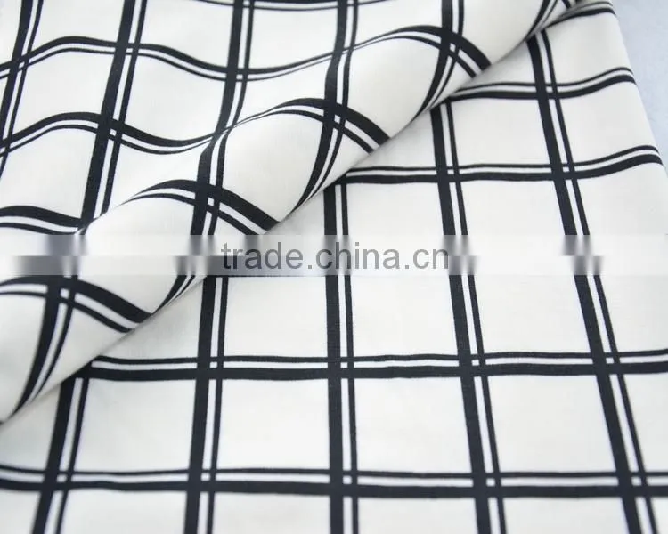 Jiufan Textile Soft Check Poly Spun Single Jersey Printed Ponte Roma Knit Fabric