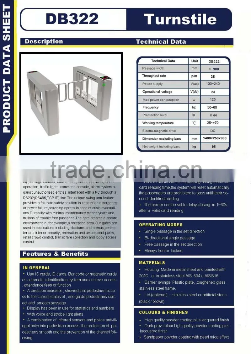 Supermarket Swing Turnstile Machine with Barcode Function