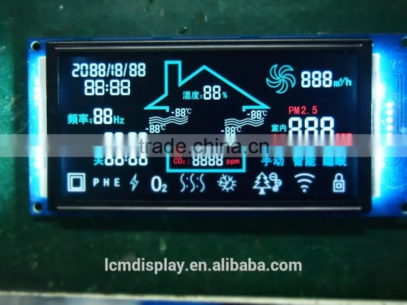 negative transmissive ink intelligent robot sweeper VA lcd display,black ground white symbols
