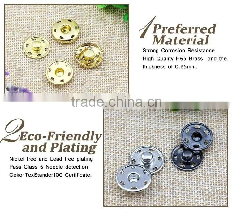 Eco-friendly product metal 2 part snap button for coat