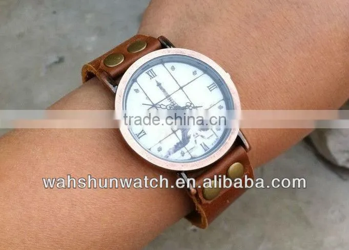 popular punk wrap leather retro antique bronze watches