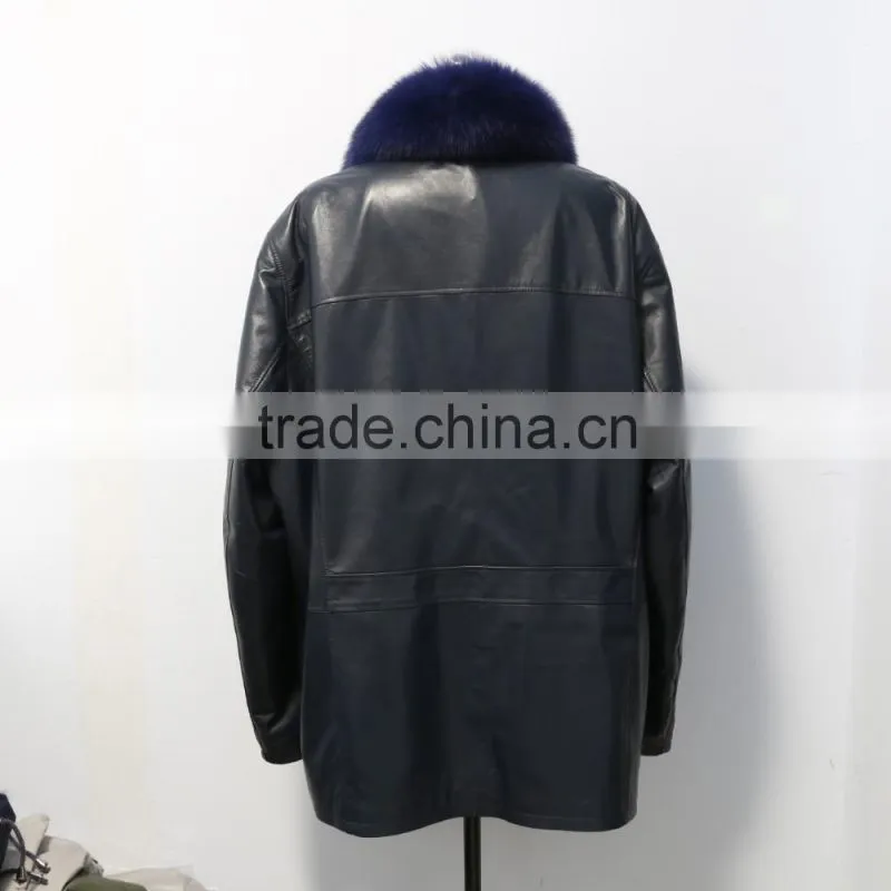 wholesale sheep leather long coat for men/men's sheep leather coat