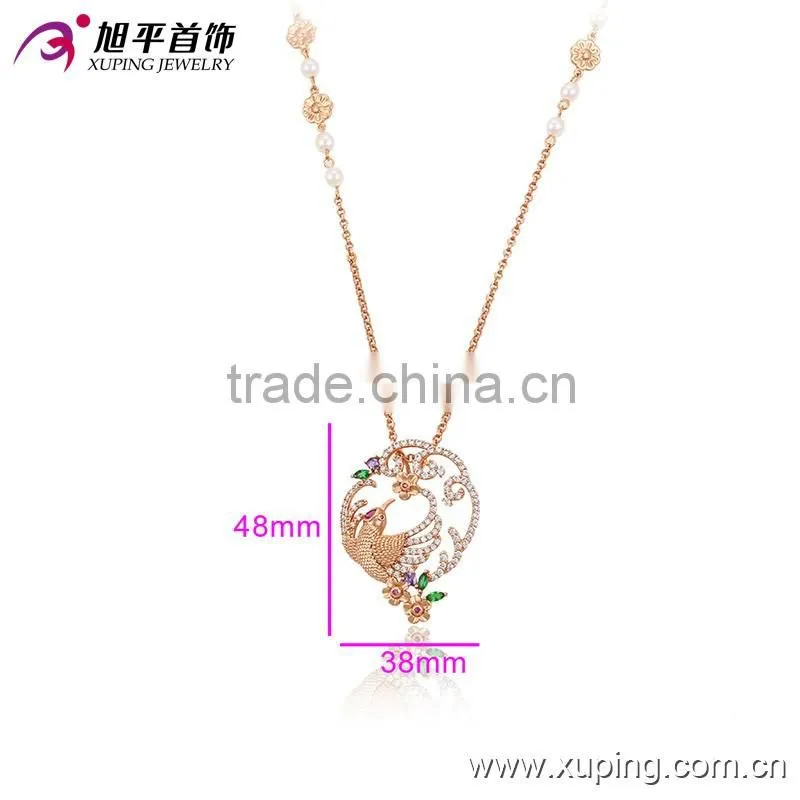 2016 New Bird Design Good Looking Wholesale Rose Fashion Crystal Necklace