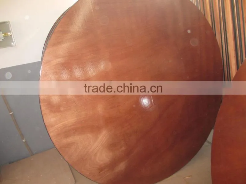 Modern round plywood table top and metal folding table legs
