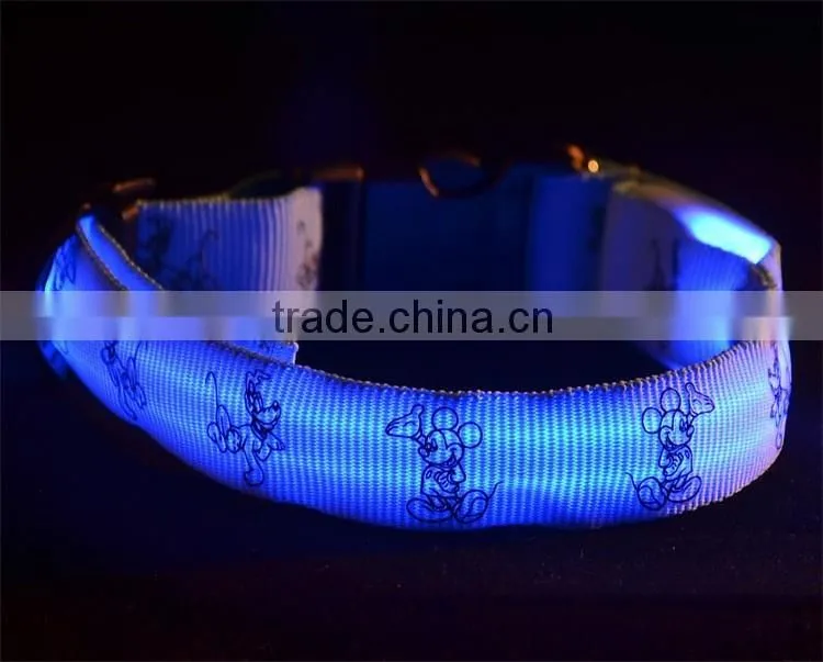Adjustable Lovely Pet Dog Flashing Safety Nylon Night Glow Collar LED Lights