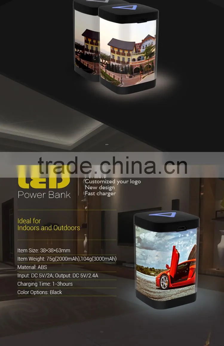 2016 newest portable LED backlight Power bank, factory private mould direct selling powerbank