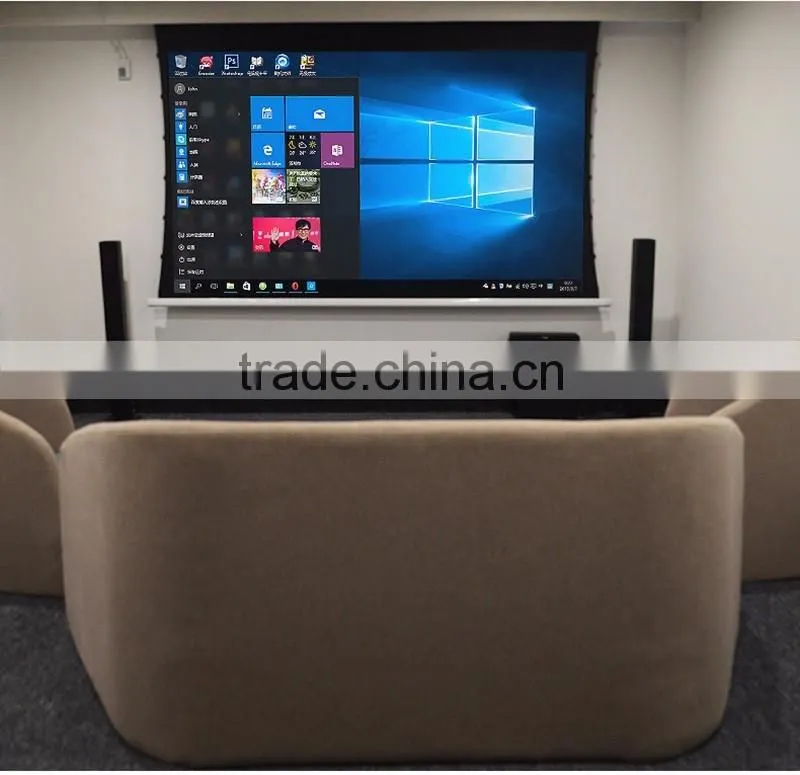 luxury tab tension projection screen with soft matte white fabric 12 inch 16:9