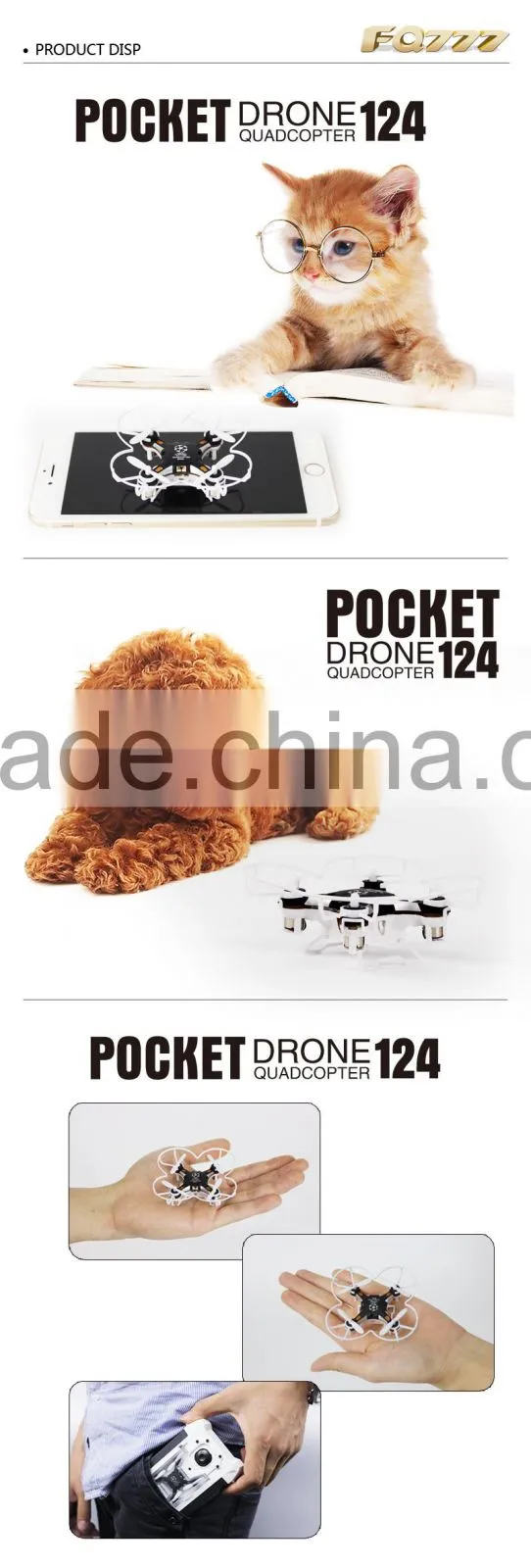 FQ777 -124 Pocket Drone Quadcopter With Switchable Controller