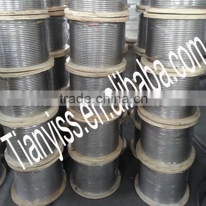 316 ,304 Stainless steel wire rope 1x19 7x7 7x19