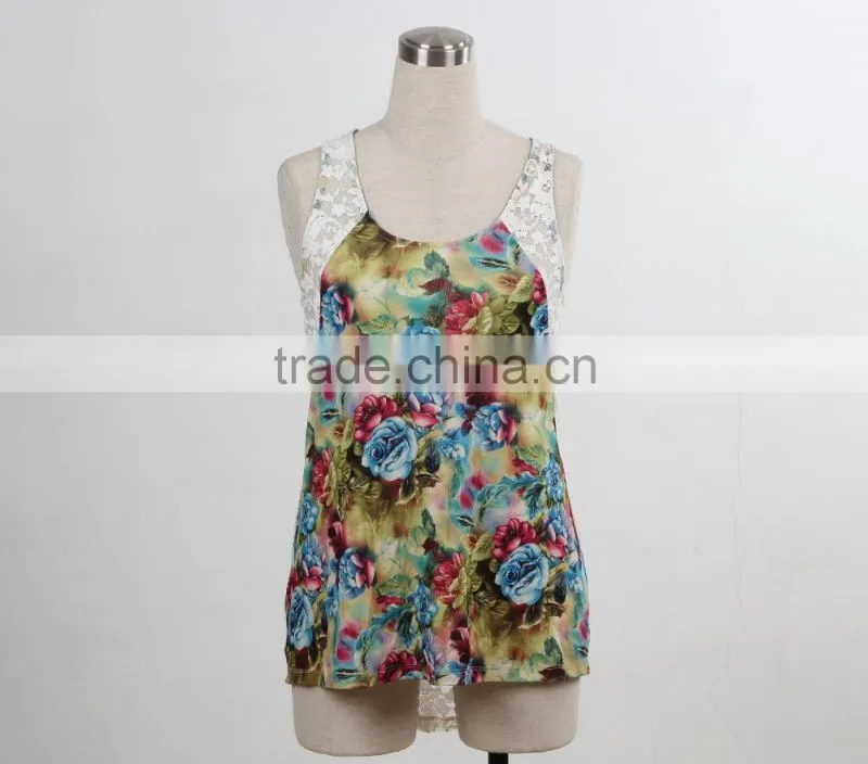 F5S15061 Women Print Vest Fitness