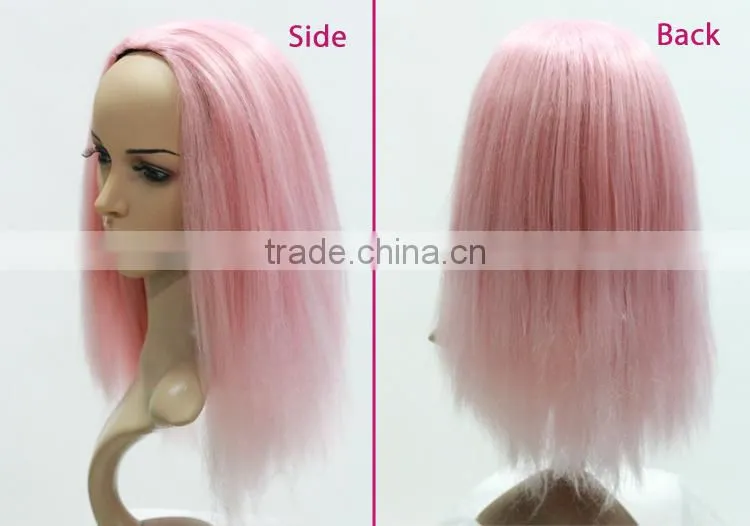 Pink lace front hair wig Synthetic U part braided lace front wigs long design