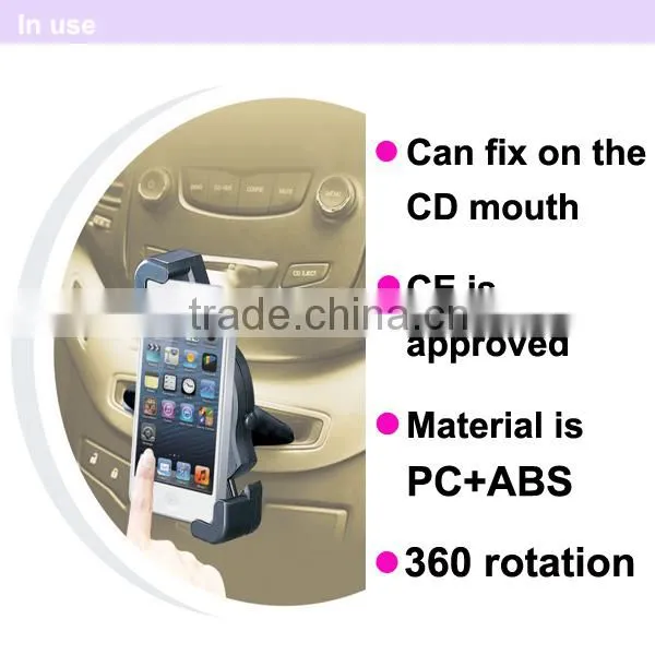 360 rotation car phone holder fixed on the CD mouth