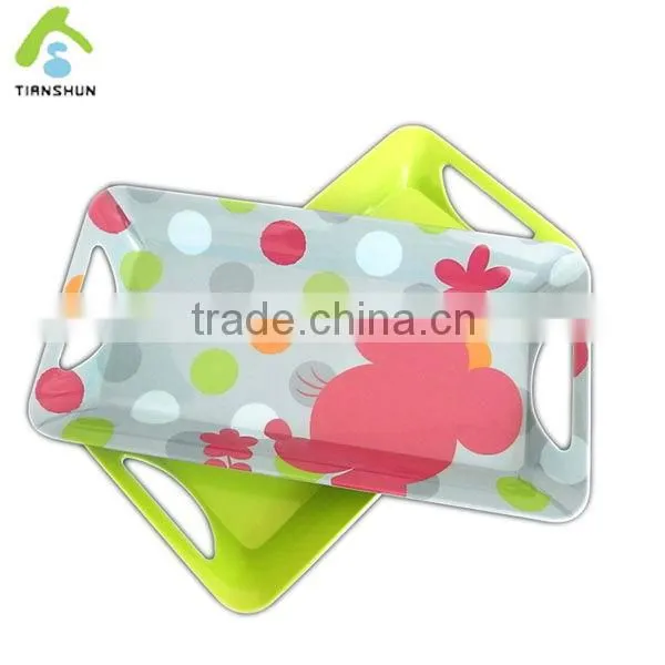 100% melamine tray with handle made in China ;wholesale melamine tray
