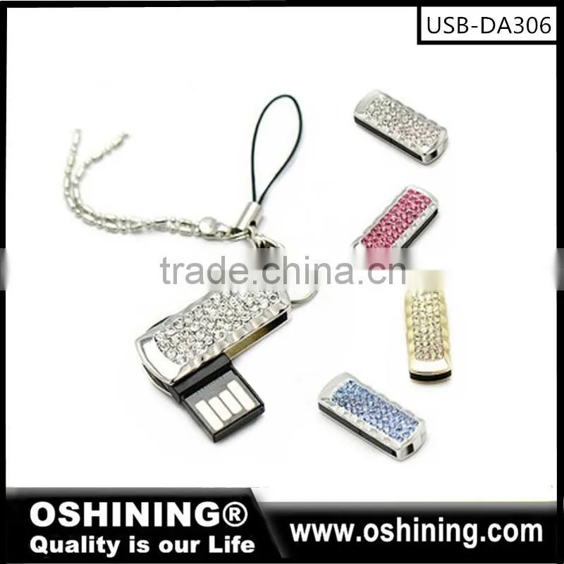 2016 Reality capacity Crystal USB Stick Jewelry USB Flash Drive free sample (USB-DA308)
