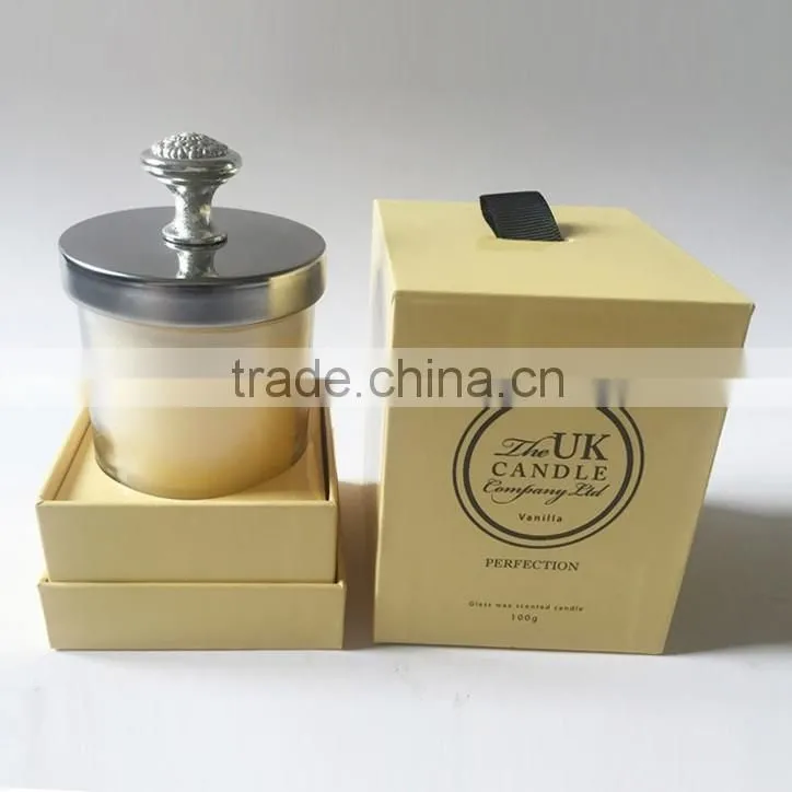Cardboard gold foil stamping candle jar box with tray